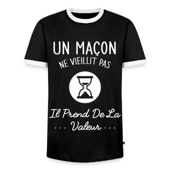 Un Maçon Ne Vieillit Pas Humour Idée Cadeau - T-shirt contrasté Homme - noir/blanc - Devant - AI Model Female 172 light (172cm) & AI Model Male 178 light (178cm)