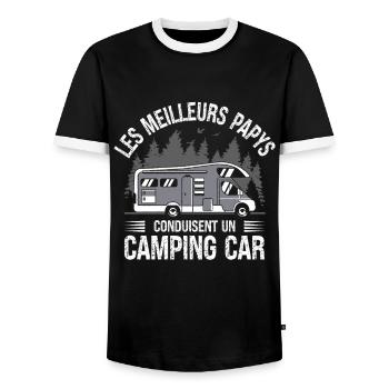 Les Meilleurs Papys Conduisent Un Camping Car - T-shirt contrasté Homme - noir/blanc - Devant - AI Model Female 172 light (172cm) & AI Model Male 178 light (178cm)