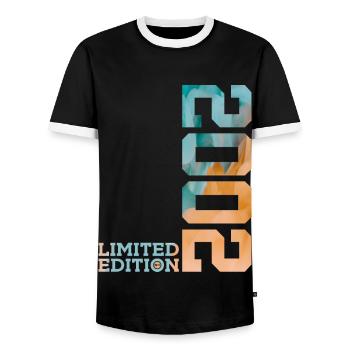 24TH BIRTHDAY LIMITED EDITION 2002 - Men's Ringer Shirt - black/white - Front - AI Model Female 172 light (172cm) & AI Model Male 178 light (178cm)