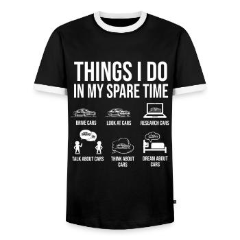 Fan De Voiture Temps Libre Humour - T-shirt contrasté Homme - noir/blanc - Devant - AI Model Female 172 light (172cm) & AI Model Male 178 light (178cm)