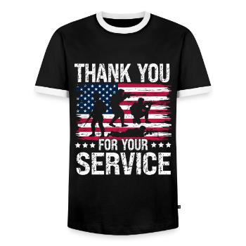 Soutien Aux Ancien Soldats États Unis Patriot - T-shirt contrasté Homme - noir/blanc - Devant - AI Model Female 172 light (172cm) & AI Model Male 178 light (178cm)