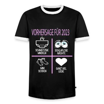 Vorhersage 2023 Werdender Papa Werdende Mama - Männer Kontrast-T-Shirt - Schwarz/Weiß - Vorne - AI Model Female 172 light (172cm) & AI Model Male 178 light (178cm)