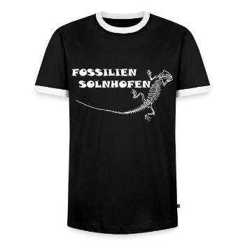 Dinosaurs, fossils, paleontologist, - Men's Ringer Shirt - black/white - Front - AI Model Female 172 light (172cm) & AI Model Male 178 light (178cm)