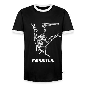 Dinosaurs, fossils, paleontologist, - Men's Ringer Shirt - black/white - Front - AI Model Female 172 light (172cm) & AI Model Male 178 light (178cm)