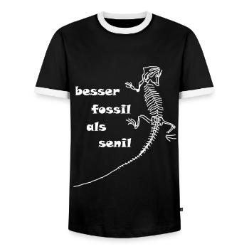 Dinosaurs, fossils, paleontologist, - Men's Ringer Shirt - black/white - Front - AI Model Female 172 light (172cm) & AI Model Male 178 light (178cm)