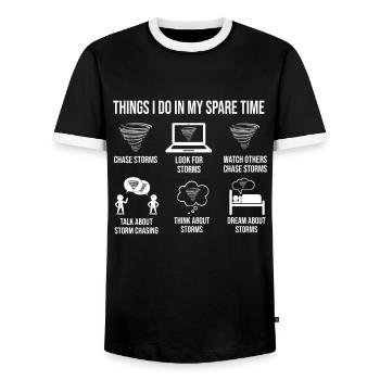 Storm Chasman Tornado Humor Gift - Men's Ringer Shirt - black/white - Front - AI Model Female 172 light (172cm) & AI Model Male 178 light (178cm)