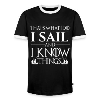 Je Navigue Et Je Sais Des Choses Humour Marin - T-shirt contrasté Homme - noir/blanc - Devant - AI Model Female 172 light (172cm) & AI Model Male 178 light (178cm)