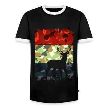 Hunting man humor French - Men's Ringer Shirt - black/white - Front - AI Model Female 172 light (172cm) & AI Model Male 178 light (178cm)