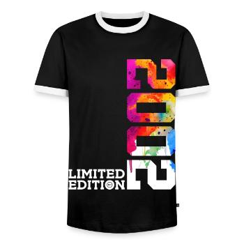 24TH BIRTHDAY LIMITED EDITION 2002 - Men's Ringer Shirt - black/white - Front - AI Model Female 172 light (172cm) & AI Model Male 178 light (178cm)
