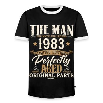 1983 Vintage Homme Mythe Légende Anniversaire - T-shirt contrasté Homme - noir/blanc - Devant - AI Model Female 172 light (172cm) & AI Model Male 178 light (178cm)