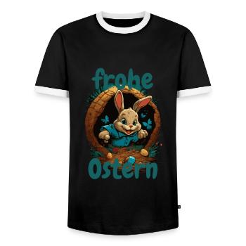 frohe Ostern Osterhase im Osterkorb Hase Easter - Männer Kontrast-T-Shirt - Schwarz/Weiß - Vorne - AI Model Female 172 light (172cm) & AI Model Male 178 light (178cm)