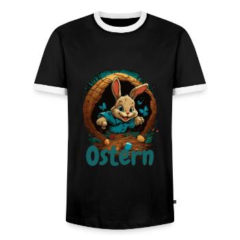 Ostern Osterhase im Osterkorb Hase Easter Egg - Männer Kontrast-T-Shirt - Schwarz/Weiß - Vorne - AI Model Female 172 light (172cm) & AI Model Male 178 light (178cm)