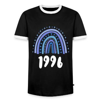 Blue Rainbow Year of birth born 1996 - Men's Ringer Shirt - black/white - Front - AI Model Female 172 light (172cm) & AI Model Male 178 light (178cm)
