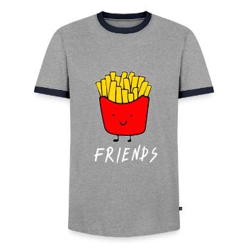 Meilleurs amis - Meilleurs amis - Frites - Frites - T-shirt contrasté Homme - gris/marine  - Devant - AI Model Female 172 light (172cm) & AI Model Male 178 light (178cm)