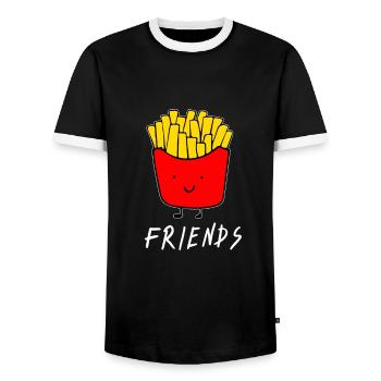 Best Friends - Best Friends - French fries - Fries - Men's Ringer Shirt - black/white - Front - AI Model Female 172 light (172cm) & AI Model Male 178 light (178cm)