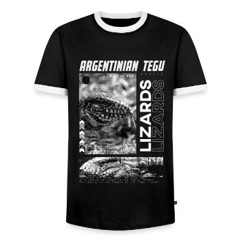 Argentinischer Tegu Lizard Streetwear Reptilienpfleger - Männer Kontrast-T-Shirt - Schwarz/Weiß - Vorne - AI Model Female 172 light (172cm) & AI Model Male 178 light (178cm)