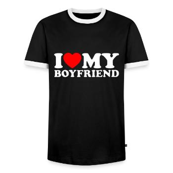 I Love My Boyfriend - Ich Liebe Meinen Freund - Men's Ringer Shirt - black/white - Front - AI Model Female 172 light (172cm) & AI Model Male 178 light (178cm)