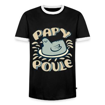 Papy Poule Humour Cadeau Fête Des Grands Pères - T-shirt contrasté Homme - noir/blanc - Devant - AI Model Female 172 light (172cm) & AI Model Male 178 light (178cm)