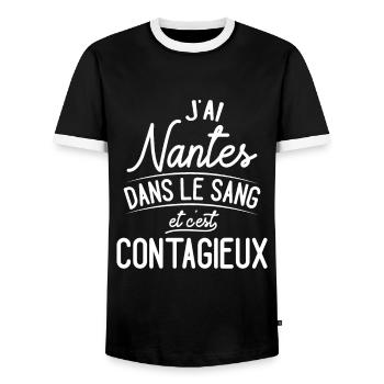 Nantes Dans Le Sang Cadeau Nantais - T-shirt contrasté Homme - noir/blanc - Devant - AI Model Female 172 light (172cm) & AI Model Male 178 light (178cm)