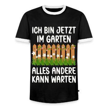 Ich bin jetzt in Garten alles andrere kann Warten - Männer Kontrast-T-Shirt - Schwarz/Weiß - Vorne - AI Model Female 172 light (172cm) & AI Model Male 178 light (178cm)