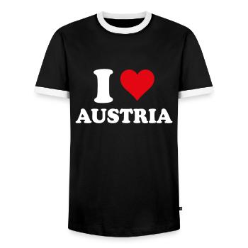 I Love Austria Heart Austrian Gift - Men's Ringer Shirt - black/white - Front - AI Model Female 172 light (172cm) & AI Model Male 178 light (178cm)