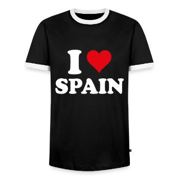 I Love Spain Heart Spanish Gift Spanish - Men's Ringer Shirt - black/white - Front - AI Model Female 172 light (172cm) & AI Model Male 178 light (178cm)