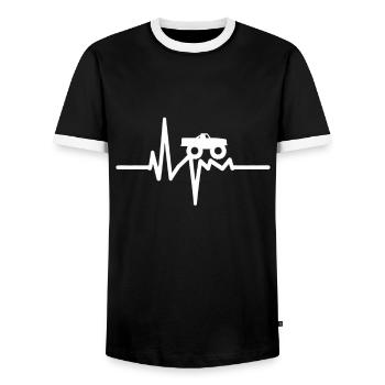 Monster Truck Herzfrequenz Geschenk - Männer Kontrast-T-Shirt - Schwarz/Weiß - Vorne - AI Model Female 172 light (172cm) & AI Model Male 178 light (178cm)