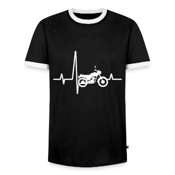 Motorcycle Gift Biker Humor Heart Rate - Men's Ringer Shirt - black/white - Front - AI Model Female 172 light (172cm) & AI Model Male 178 light (178cm)