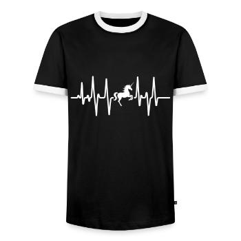 Unicorn Gift Unicorn Girl Heart Rate - Men's Ringer Shirt - black/white - Front - AI Model Female 172 light (172cm) & AI Model Male 178 light (178cm)