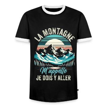 Randonnée Montagne Sport Trekking Humour Alpiniste - T-shirt contrasté Homme - noir/blanc - Devant - AI Model Female 172 light (172cm) & AI Model Male 178 light (178cm)