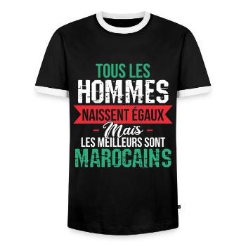 Meilleurs Homme Marocain Humour Cadeau Maroc Drôle - T-shirt contrasté Homme - noir/blanc - Devant - AI Model Female 172 light (172cm) & AI Model Male 178 light (178cm)