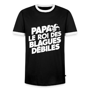 Papa Le Roi des Blagues Débiles Cadeau Humour - T-shirt contrasté Homme - noir/blanc - Devant - AI Model Female 172 light (172cm) & AI Model Male 178 light (178cm)