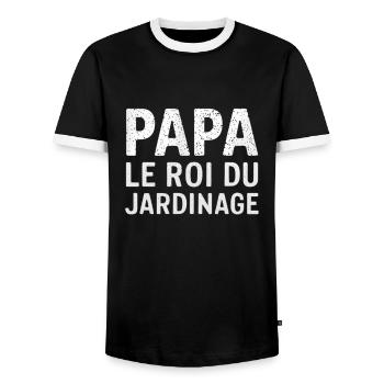 Dad The King of Gardening Father's Day Gift - Men's Ringer Shirt - black/white - Front - AI Model Female 172 light (172cm) & AI Model Male 178 light (178cm)