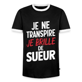 Je Ne Transpire Je Brille De Sueur Humour Fitness - T-shirt contrasté Homme - noir/blanc - Devant - AI Model Female 172 light (172cm) & AI Model Male 178 light (178cm)