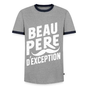 Beau Père D'Exception Idée Cadeau Fête Des Pères - T-shirt contrasté Homme - gris/marine  - Devant - AI Model Female 172 light (172cm) & AI Model Male 178 light (178cm)