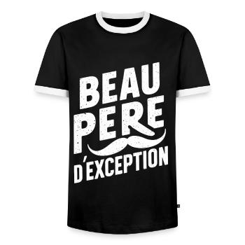 Father-in-law Exceptional Father's Day Gift Idea - Men's Ringer Shirt - black/white - Front - AI Model Female 172 light (172cm) & AI Model Male 178 light (178cm)