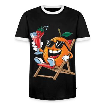Orange - Männer Kontrast-T-Shirt - Schwarz/Weiß - Vorne - AI Model Female 172 light (172cm) & AI Model Male 178 light (178cm)
