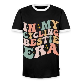In My Cycling Bestie Era Retro Game Day | Cycling - T-shirt contrasté Homme - noir/blanc - Devant - AI Model Female 172 light (172cm) & AI Model Male 178 light (178cm)