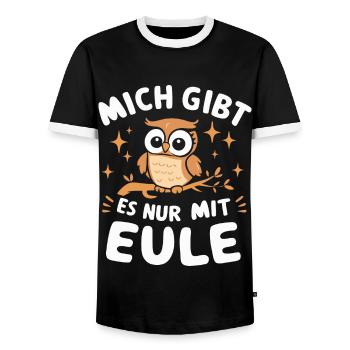 oiseau de nuit hibou hibou oiseau - T-shirt contrasté Homme - noir/blanc - Devant - AI Model Female 172 light (172cm) & AI Model Male 178 light (178cm)
