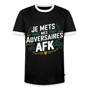 Mes Adversaires AFK Gaming Humour Jeux Vidéo - T-shirt contrasté Homme - noir/blanc - Devant - AI Model Female 172 light (172cm) & AI Model Male 178 light (178cm)