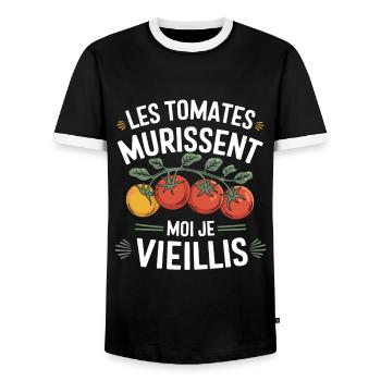 Tomaten Reifen Tomate Gartenarbeit Lustig - Männer Kontrast-T-Shirt - Schwarz/Weiß - Vorne - AI Model Female 172 light (172cm) & AI Model Male 178 light (178cm)