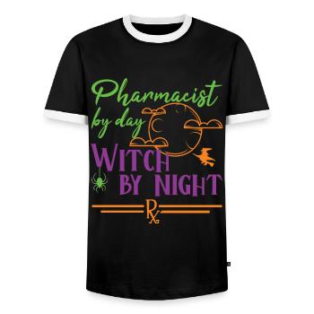 Apothecary Halloween | Witch by Night - Men's Ringer Shirt - black/white - Front - AI Model Female 172 light (172cm) & AI Model Male 178 light (178cm)