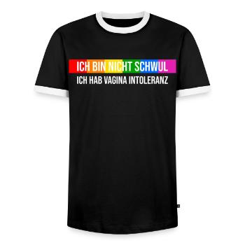 Nicht schwul sondern Vagina Intolerant - Männer Kontrast-T-Shirt - Schwarz/Weiß - Vorne - AI Model Female 172 light (172cm) & AI Model Male 178 light (178cm)