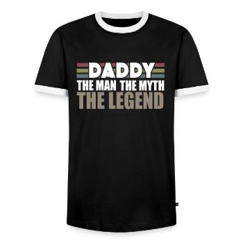 daddy Man Myth Legend - Men's Ringer Shirt - black/white - Front - AI Model Female 172 light (172cm) & AI Model Male 178 light (178cm)