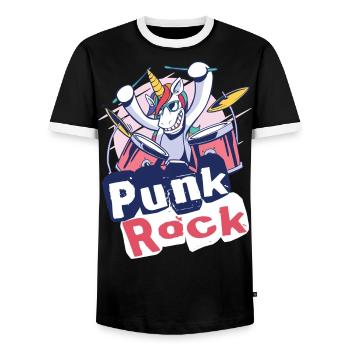 Punkrock Musik Punker Punkrock Irokesenschnitt - Männer Kontrast-T-Shirt - Schwarz/Weiß - Vorne - AI Model Female 172 light (172cm) & AI Model Male 178 light (178cm)