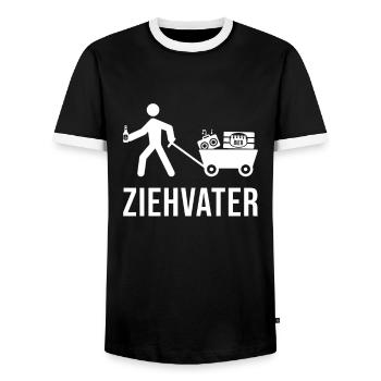 Ziehvater Bollerwagen | Papa Männergeschenk Vater - Männer Kontrast-T-Shirt - Schwarz/Weiß - Vorne - AI Model Female 172 light (172cm) & AI Model Male 178 light (178cm)