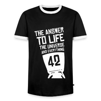 42 Is The Answer Antwort Auf Alles Leben Universum - Männer Kontrast-T-Shirt - Schwarz/Weiß - Vorne - AI Model Female 172 light (172cm) & AI Model Male 178 light (178cm)