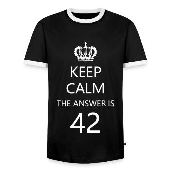 Réponse 42 - T-shirt contrasté Homme - noir/blanc - Devant - AI Model Female 172 light (172cm) & AI Model Male 178 light (178cm)