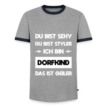 Dorfkind Styler - Männer Kontrast-T-Shirt - Grau/Navy  - Vorne - AI Model Female 172 light (172cm) & AI Model Male 178 light (178cm)