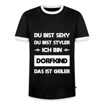 Dorfkind Styler - Männer Kontrast-T-Shirt - Schwarz/Weiß - Vorne - AI Model Female 172 light (172cm) & AI Model Male 178 light (178cm)